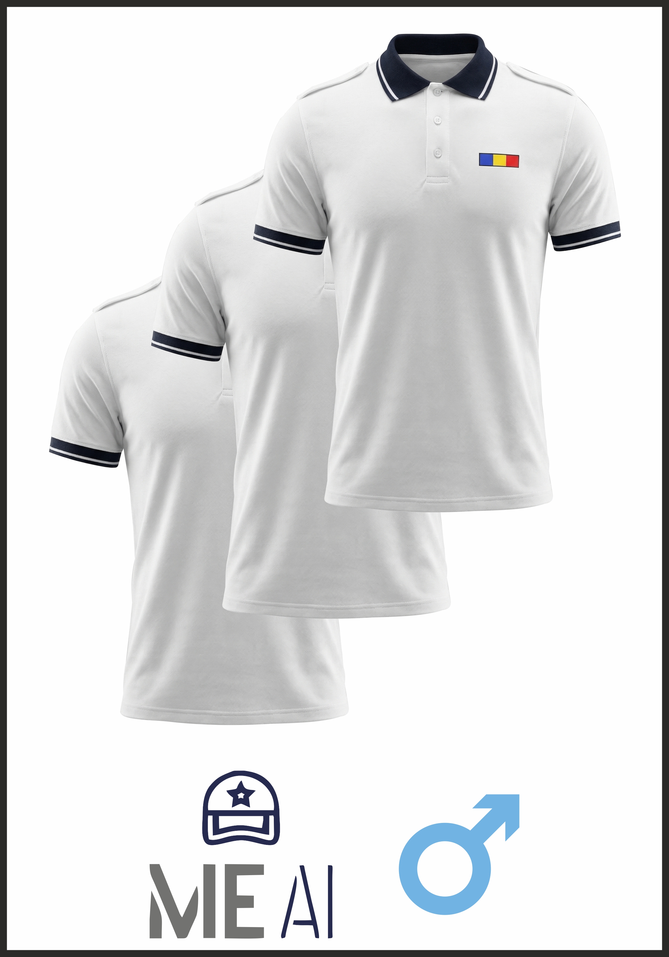 Set 3 Tricouri Polo Alb Elite- Combat Bărbat