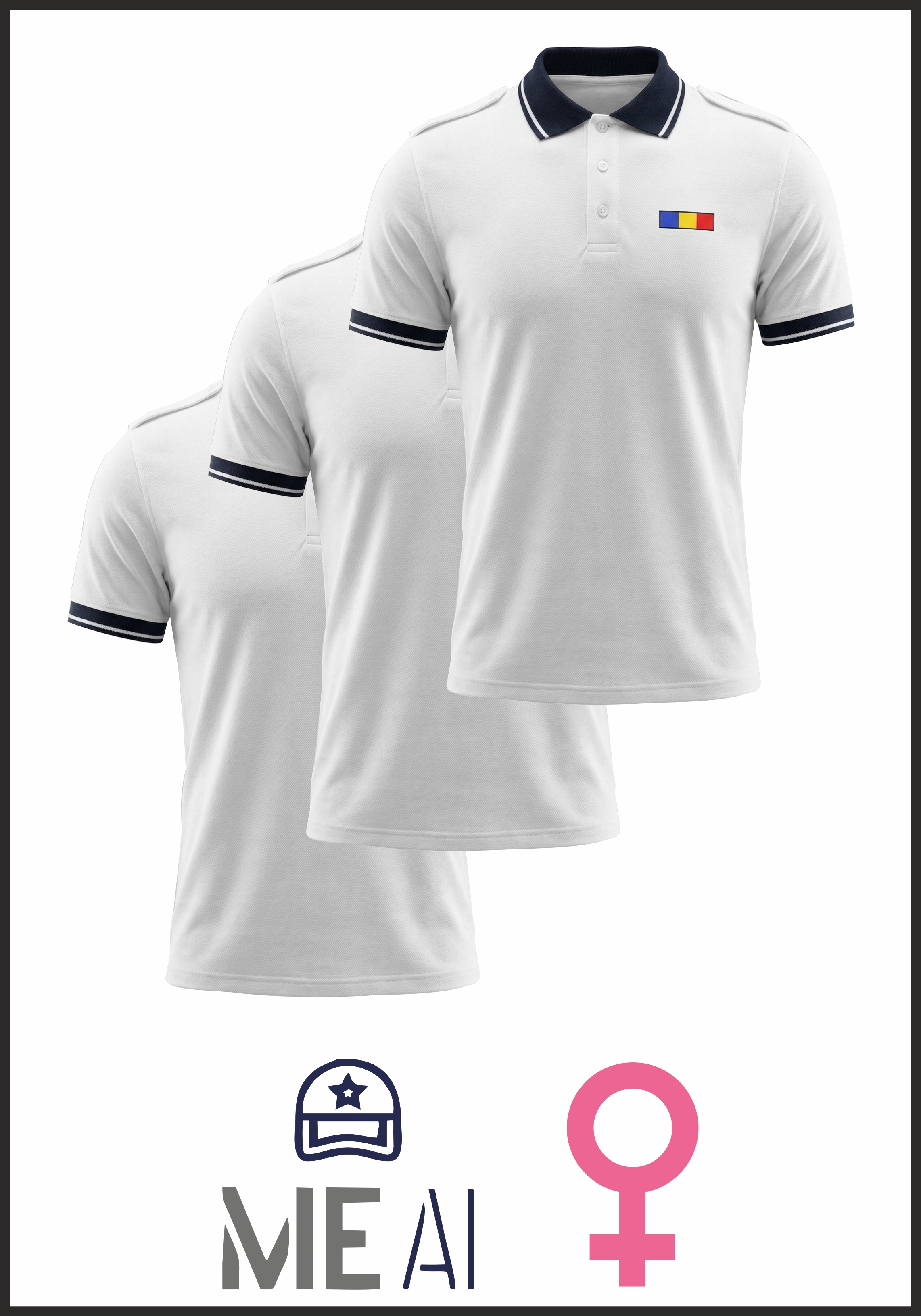 Set 3 Tricouri Polo Alb Elite - Combat Dama