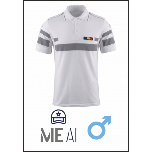 Tricou Polo ALB Reflectorizant Elite - Combat Bărbat