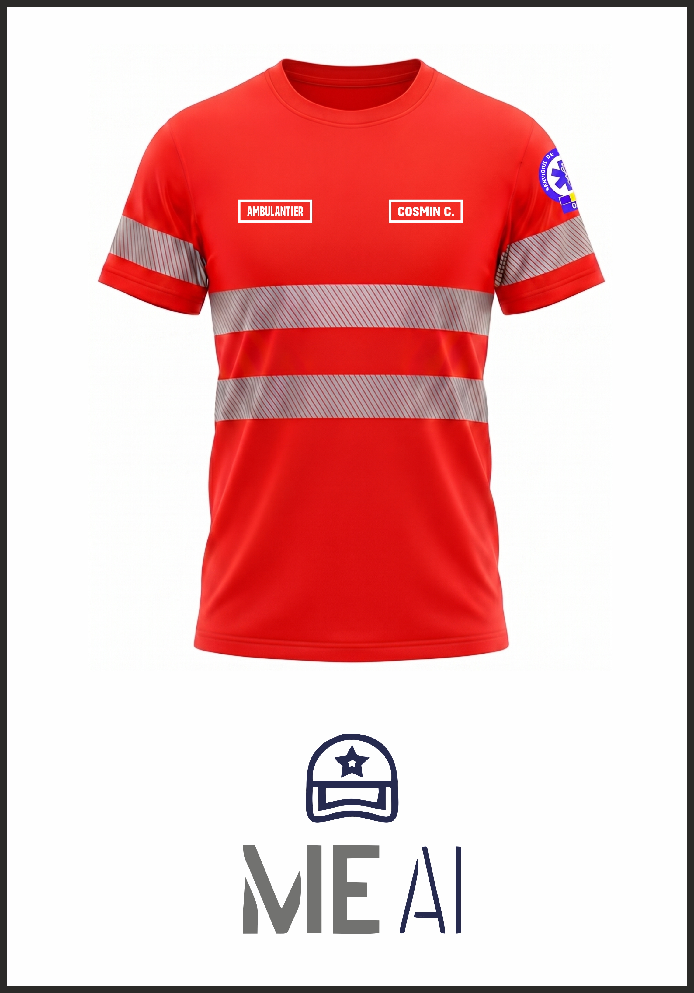 Tricou Bază Gât Bumbac 100% - Ambulanță 
