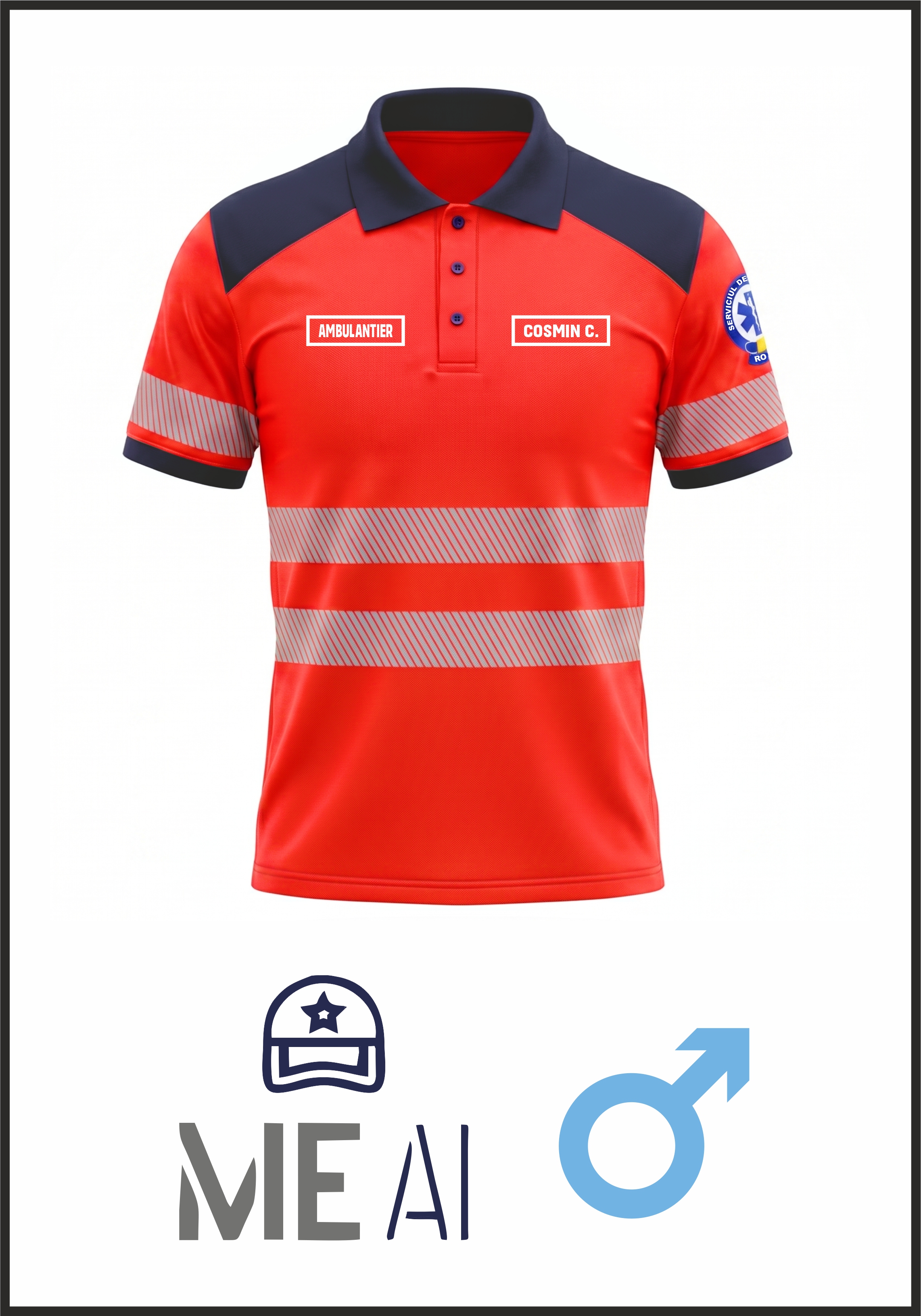 Tricou Polo 100% Bumbac - Ambulanță Bărbat