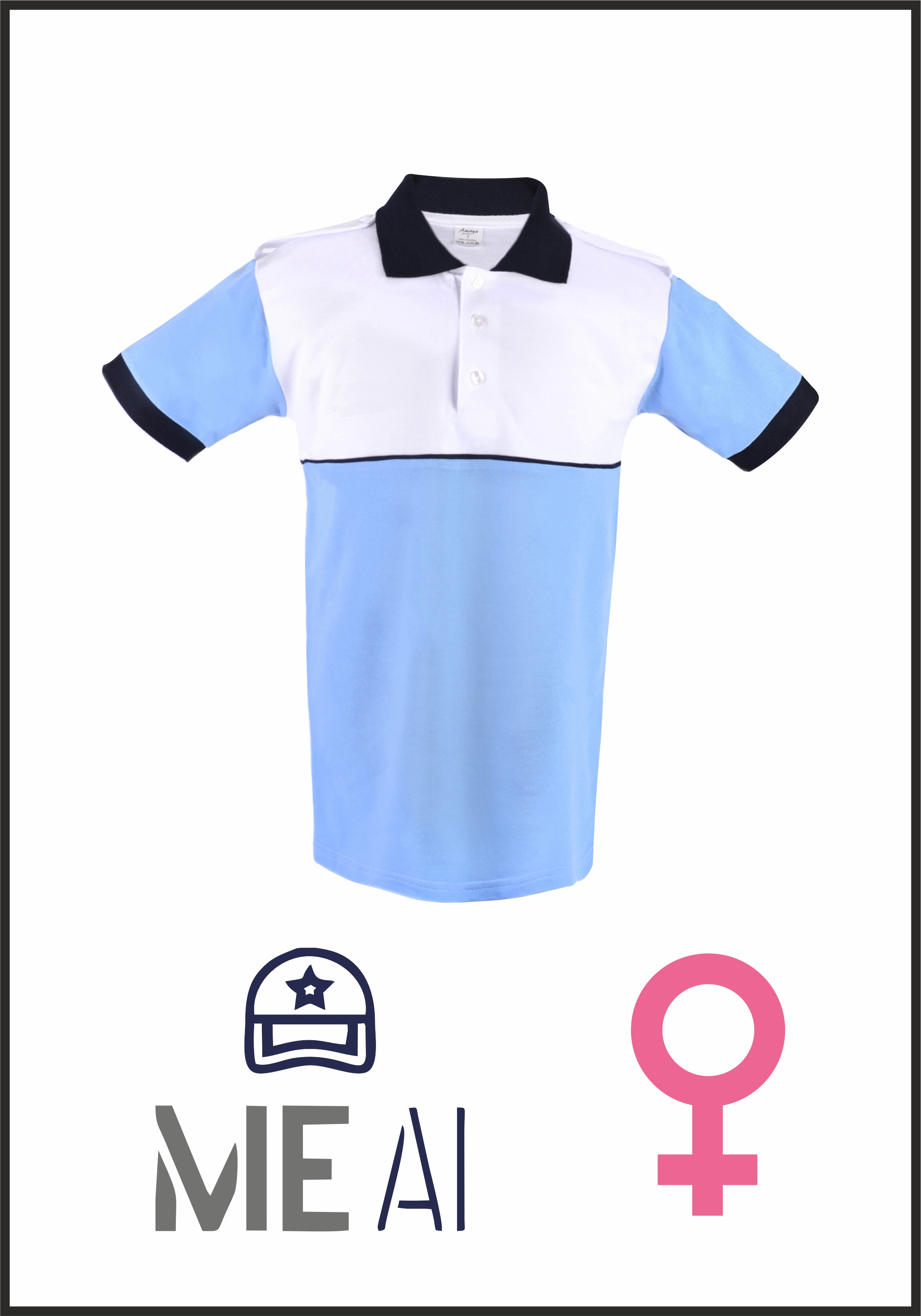 Tricou Polo Alb/bleu - Combat Damă Tricou Polo Alb/bleu - Combat Damă