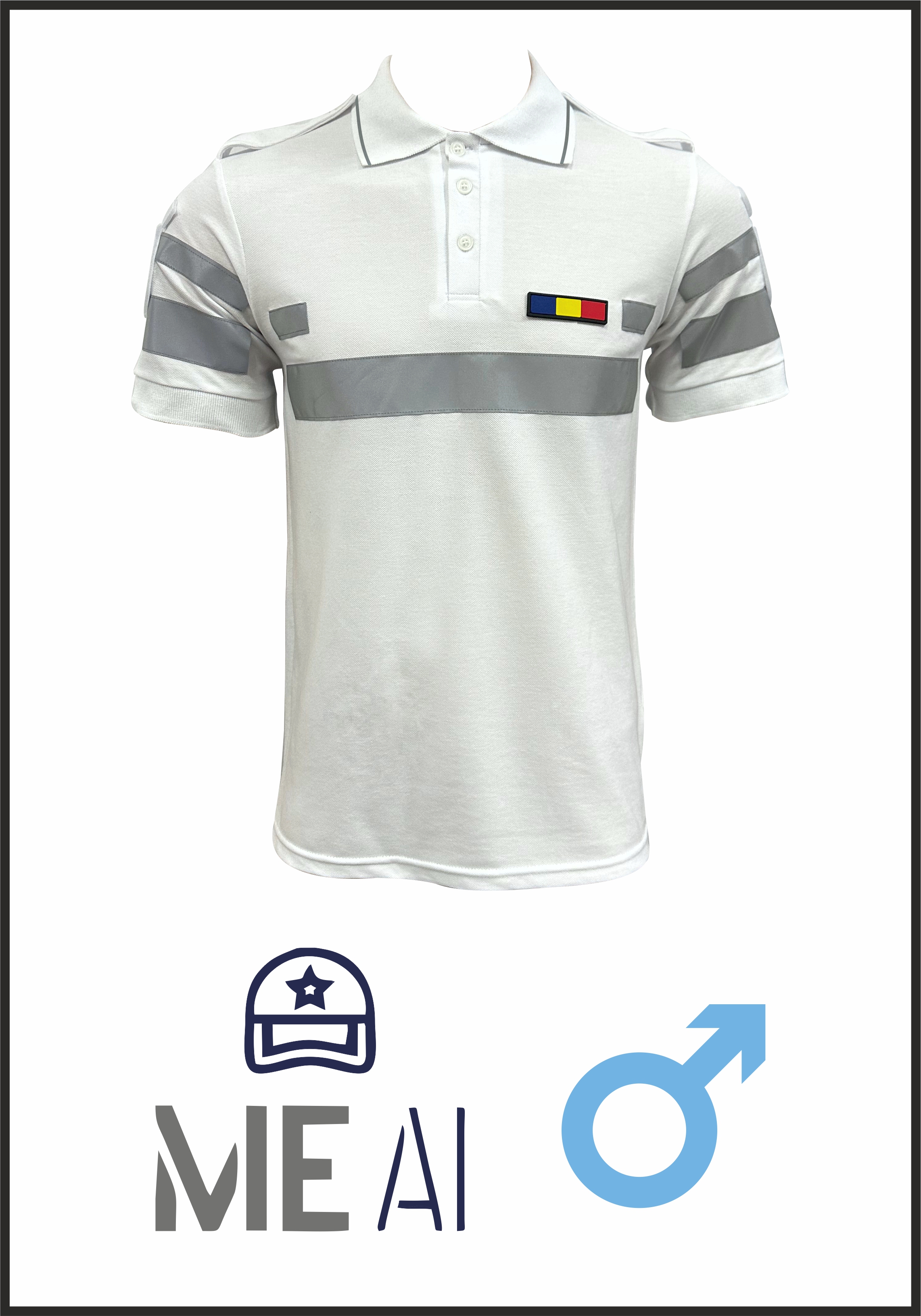 Tricou Polo ALB Reflectorizant Elite - Combat Bărbat