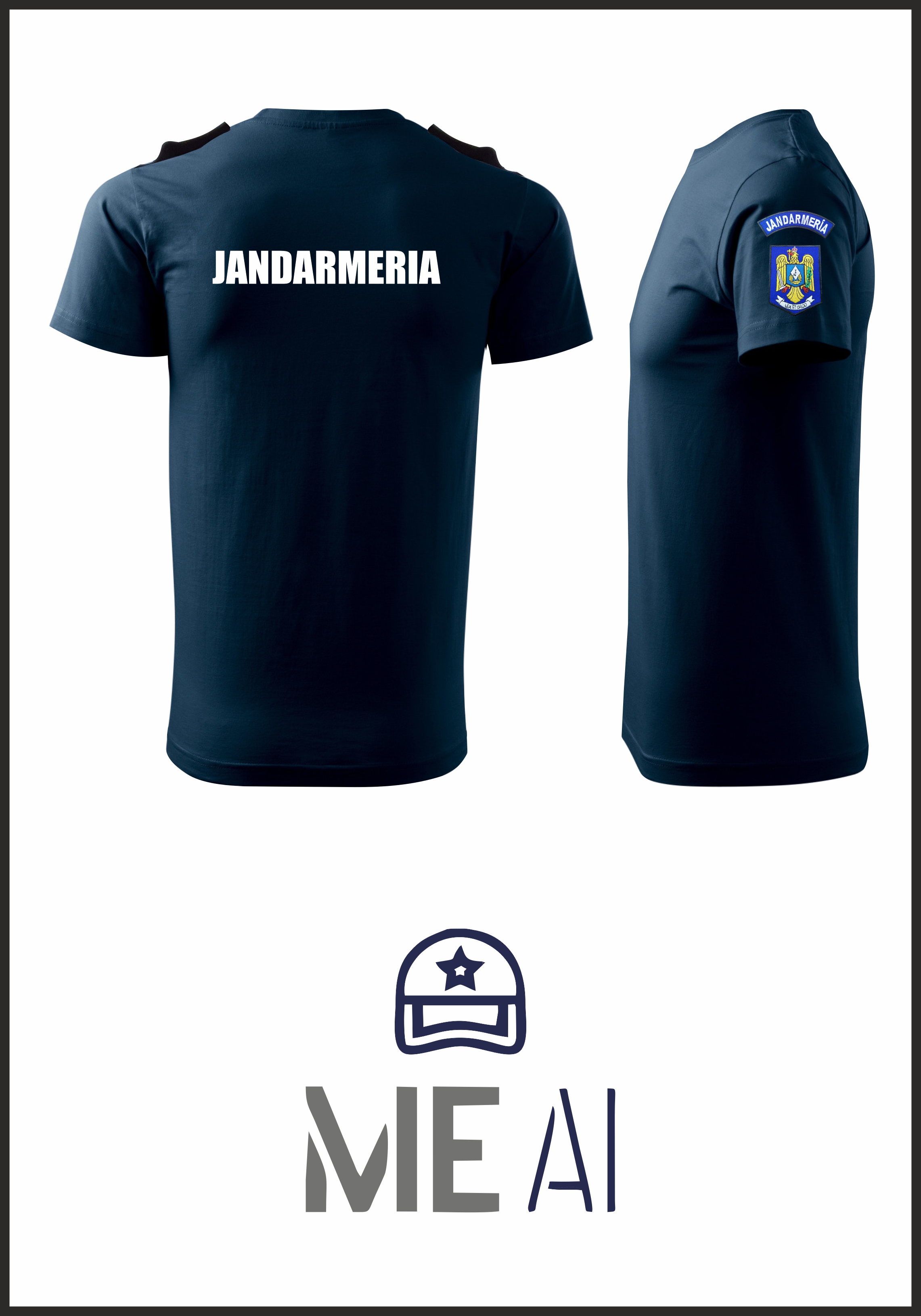 Set 3 Tricouri Glat Negru - Jandarmeria Română