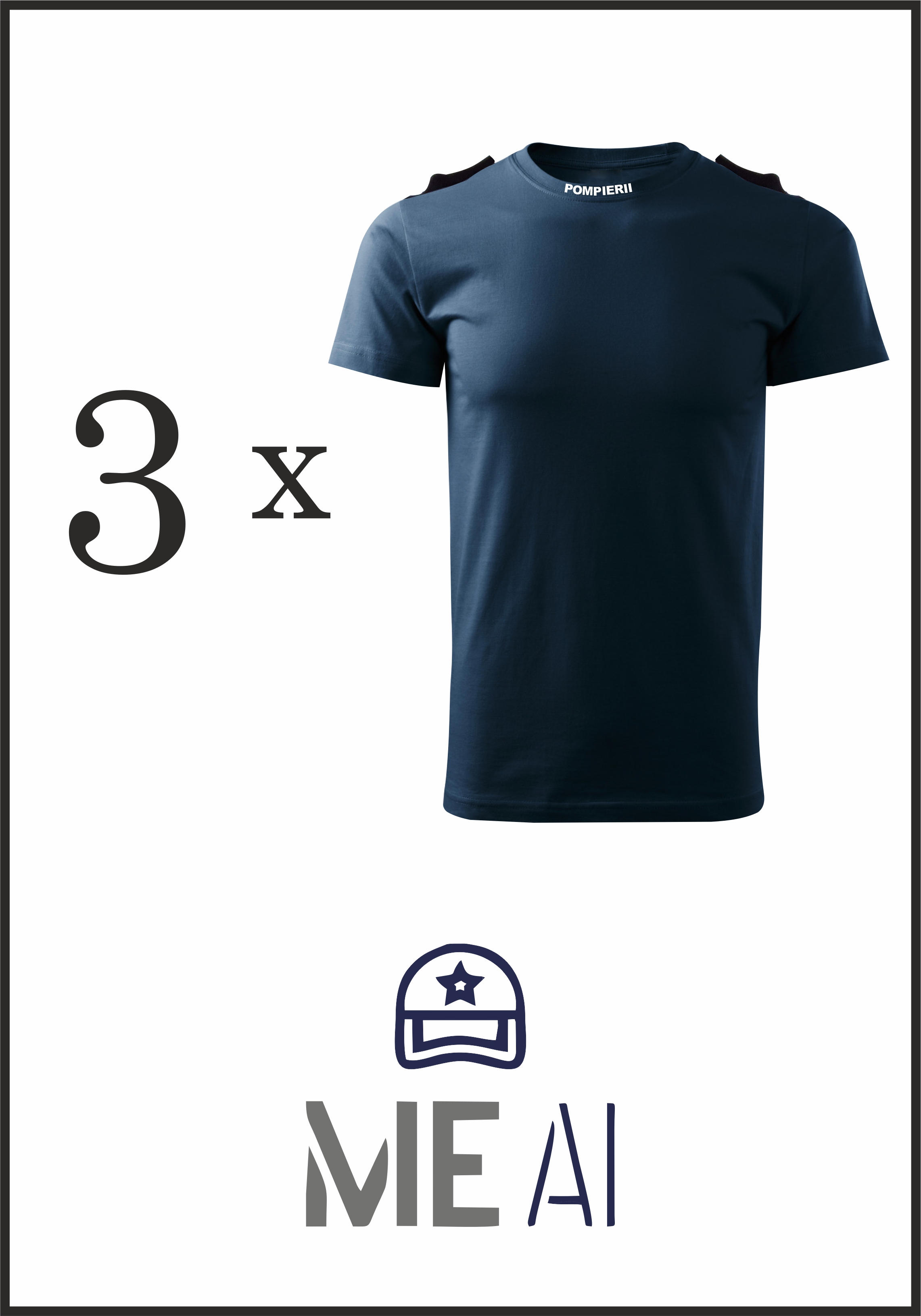 Set 3 Tricouri Glat Bleumarin - IGSU 