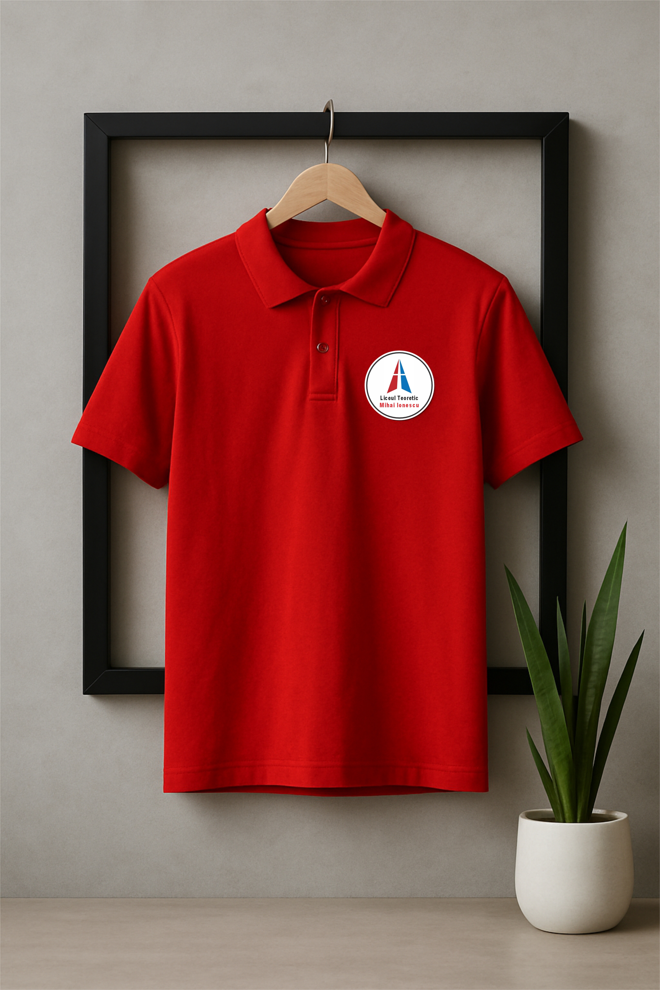 Tricou Polo Roșu Unisex - Liceul Teoretic "Mihai Ionescu"