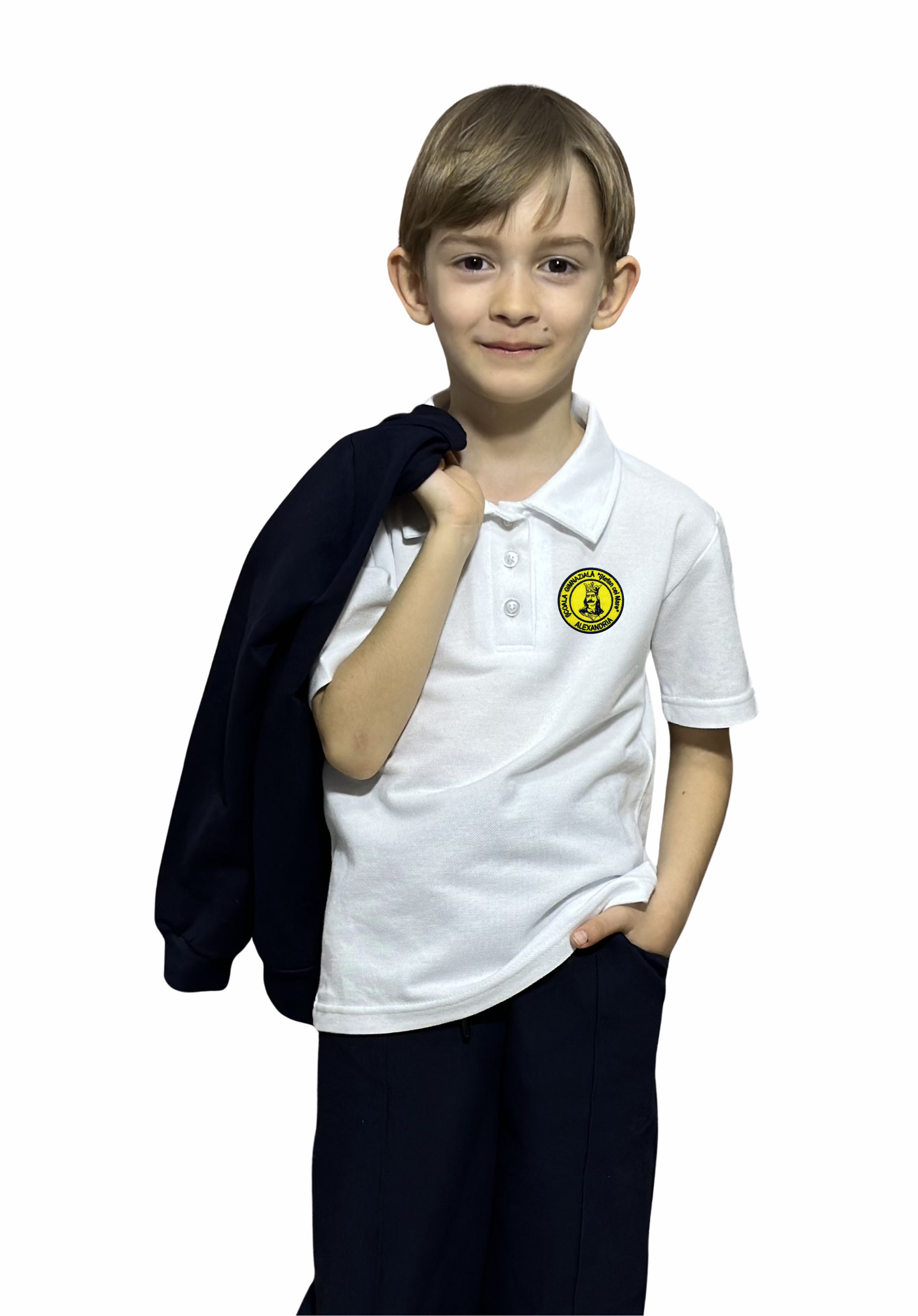 Tricou Polo Alb Unisex - Ștefan cel Mare